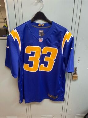 Nike Men's Royal Blue & Gold Chargers #33 NFL Jersey James Jr